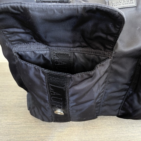 Lauren Ralph Lauren Black Nylon Duffel Overnight Weekend Travel Tote Bag - Picture 12 of 16